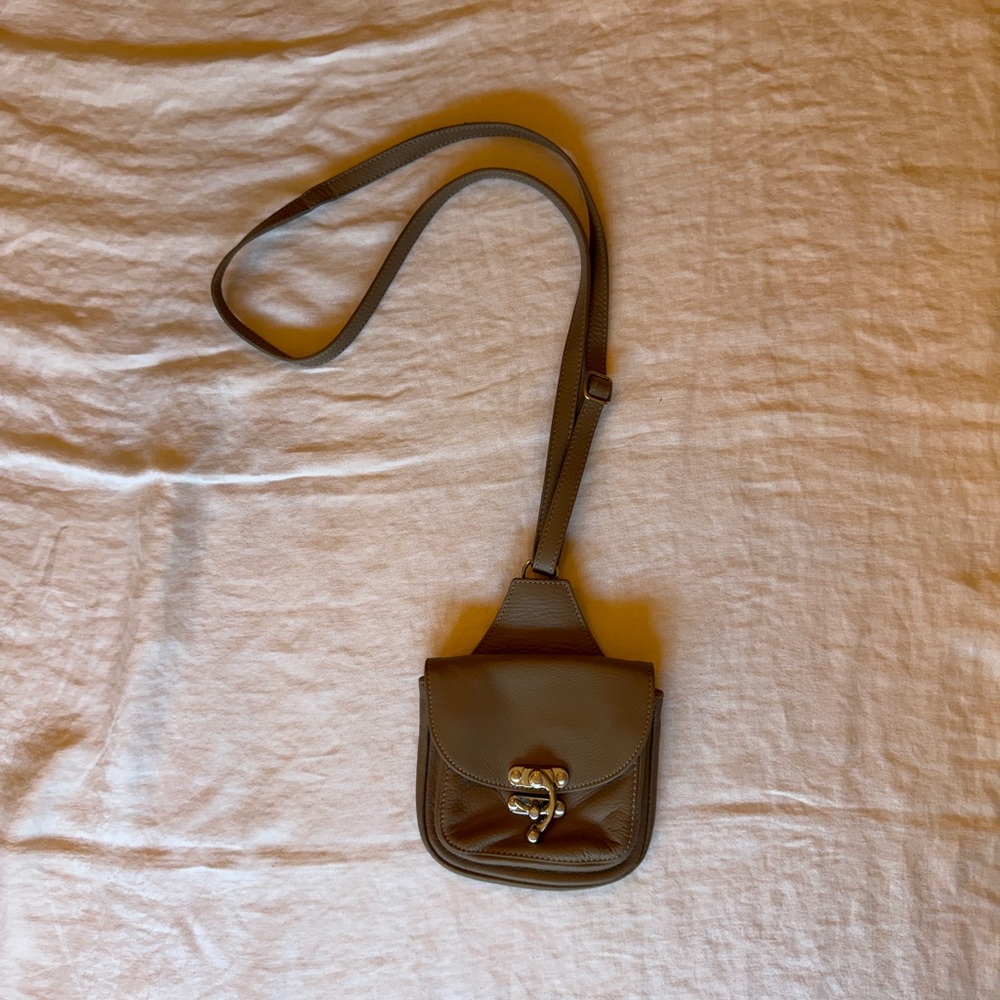 Sundance Leather Mini Go Anywhere Crossbody Mini Bag, Beige, Italy